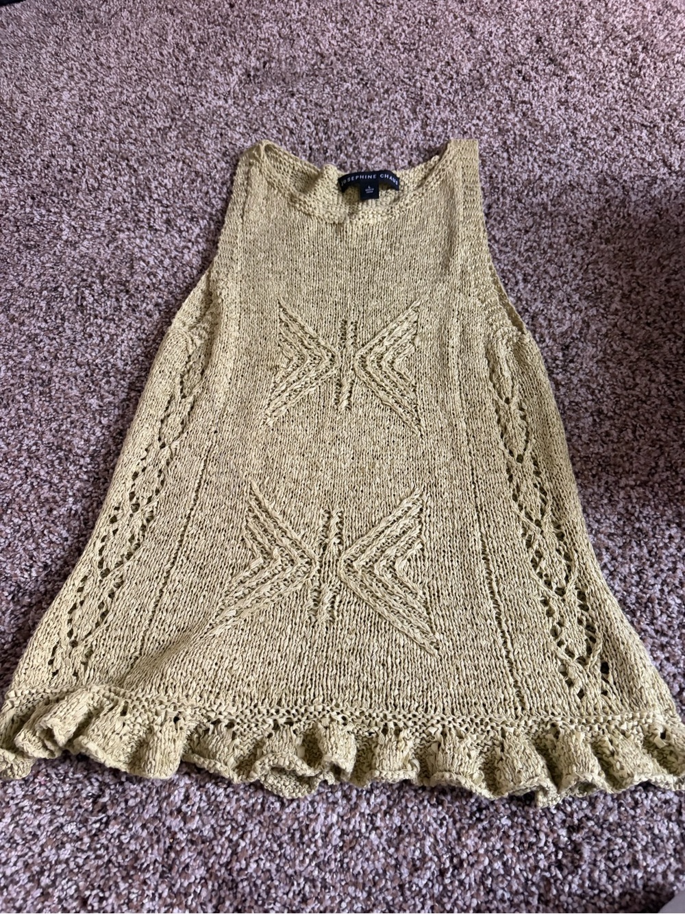 Josephine Chaus Mustard Knit Ruffled Hem Tank